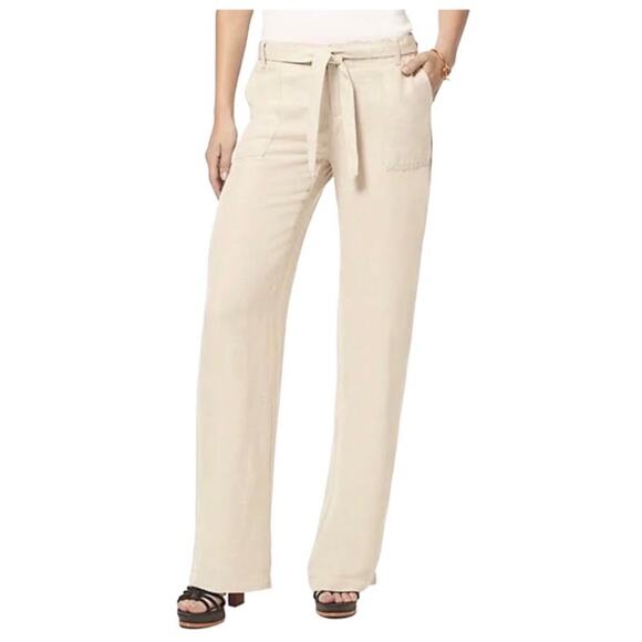 TOMMY HILFIGER Linen Pant Women 4 Wide Leg Cottage Retro Y2K Resort Feminity - Picture 1 of 9